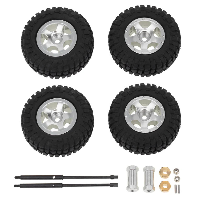MEUS 1/24 RC Crawler Dual Wheel Refit Set Modify Kit Tires Coupler Straight Wheel Axle for AXIAL SCX24 6×6