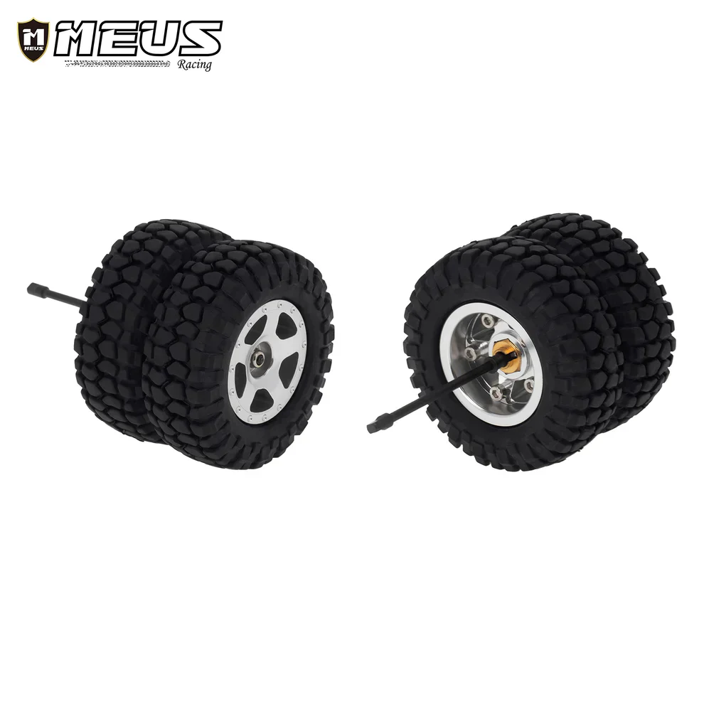 MEUS 1/24 RC Crawler Dual Wheel Refit Set Modify Kit Tires Coupler Straight Wheel Axle for AXIAL SCX24 6×6 - Image 2