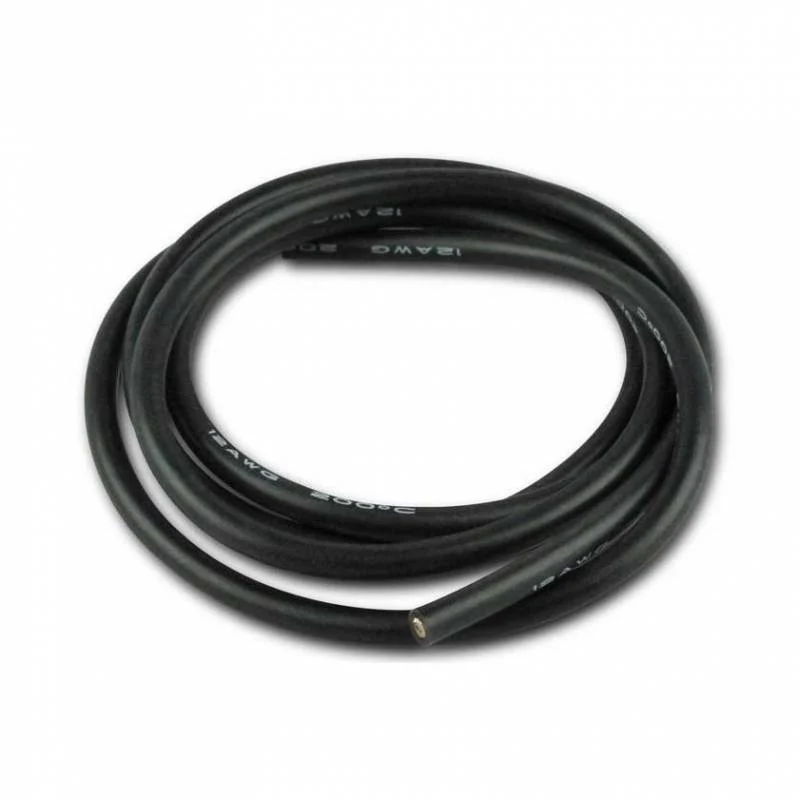 12awg Silicone Wire - BLACK - 2FT