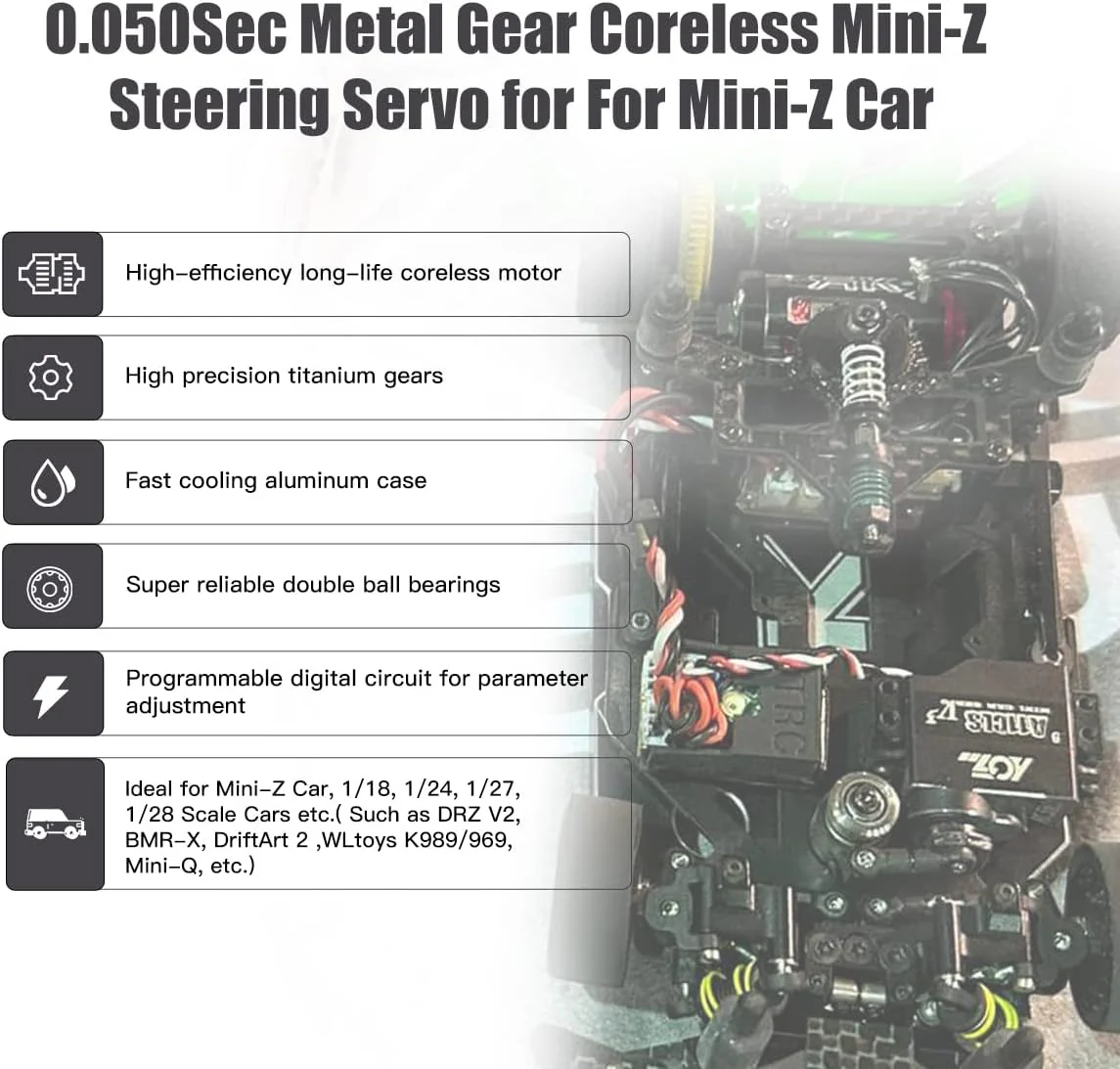 AGFRC 1.4KG Micro Programmable Coreless Digital RC Servo for Mini Z Car - Black - Image 3