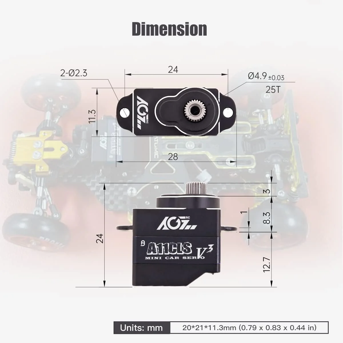 AGFRC 1.4KG Micro Programmable Coreless Digital RC Servo for Mini Z Car - Black - Image 4