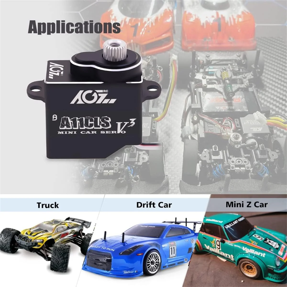 AGFRC 1.4KG Micro Programmable Coreless Digital RC Servo for Mini Z Car - Black - Image 6