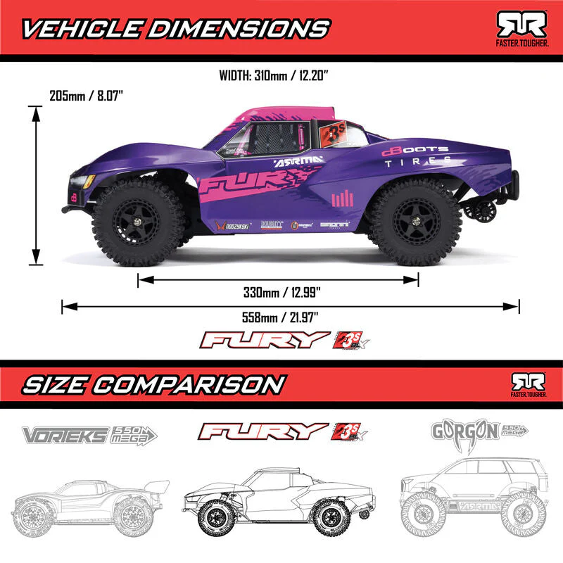 ARRMA 1/10 FURY 223S DSC 2WD RTR Brushless Short Course Truck - Image 35