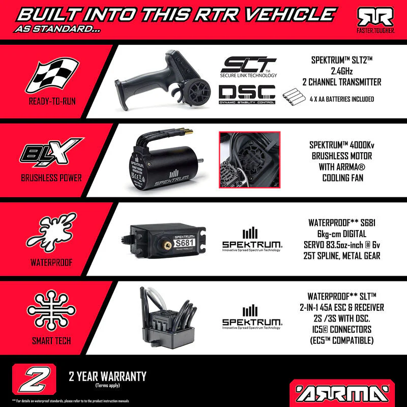 ARRMA 1/10 QUAKE 223S DSC 2WD RTR Brushless Monster Truck - Image 70