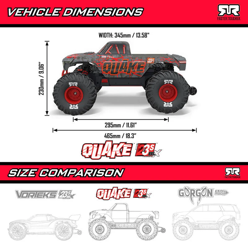 ARRMA 1/10 QUAKE 223S DSC 2WD RTR Brushless Monster Truck - Image 71