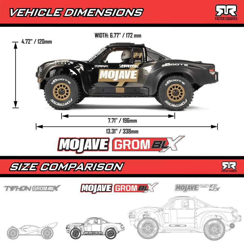 ARRMA 1/16 MOJAVE GROM 223S DSC 4X4 RTR Brushless Desert Truck - Black - Image 20