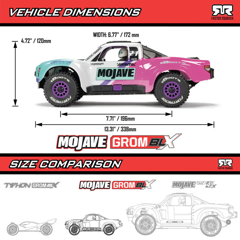 ARRMA MOJAVE GROM 223S BLX Brushless 4X4 Small Scale Desert Truck RTR with Battery & Charger - White - Image 22