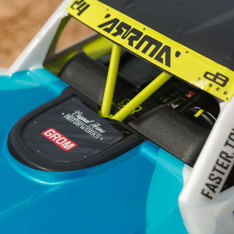 ARRMA MOJAVE GROM MEGA 380 Brushed 4X4 Small Scale Desert Truck RTR with Battery & Charger - Blue/White - Image 19