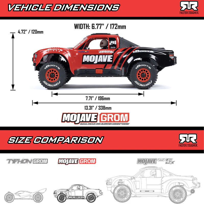 ARRMA MOJAVE GROM MEGA 380 Brushed 4X4 Small Scale Desert Truck RTR with Battery & Charger - Blue/White - Image 27