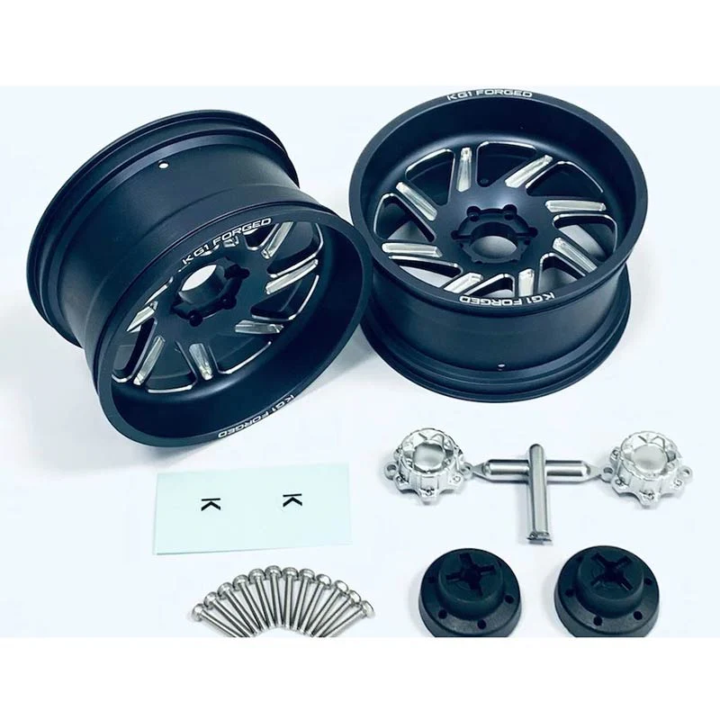 CKD0671 KG1 FORGED SPOOL KF011 CNC GUNMETAL Aluminum Wheel (GUNMETAL anodize, L/R 1 pcs each, w/cap, screws, decal)