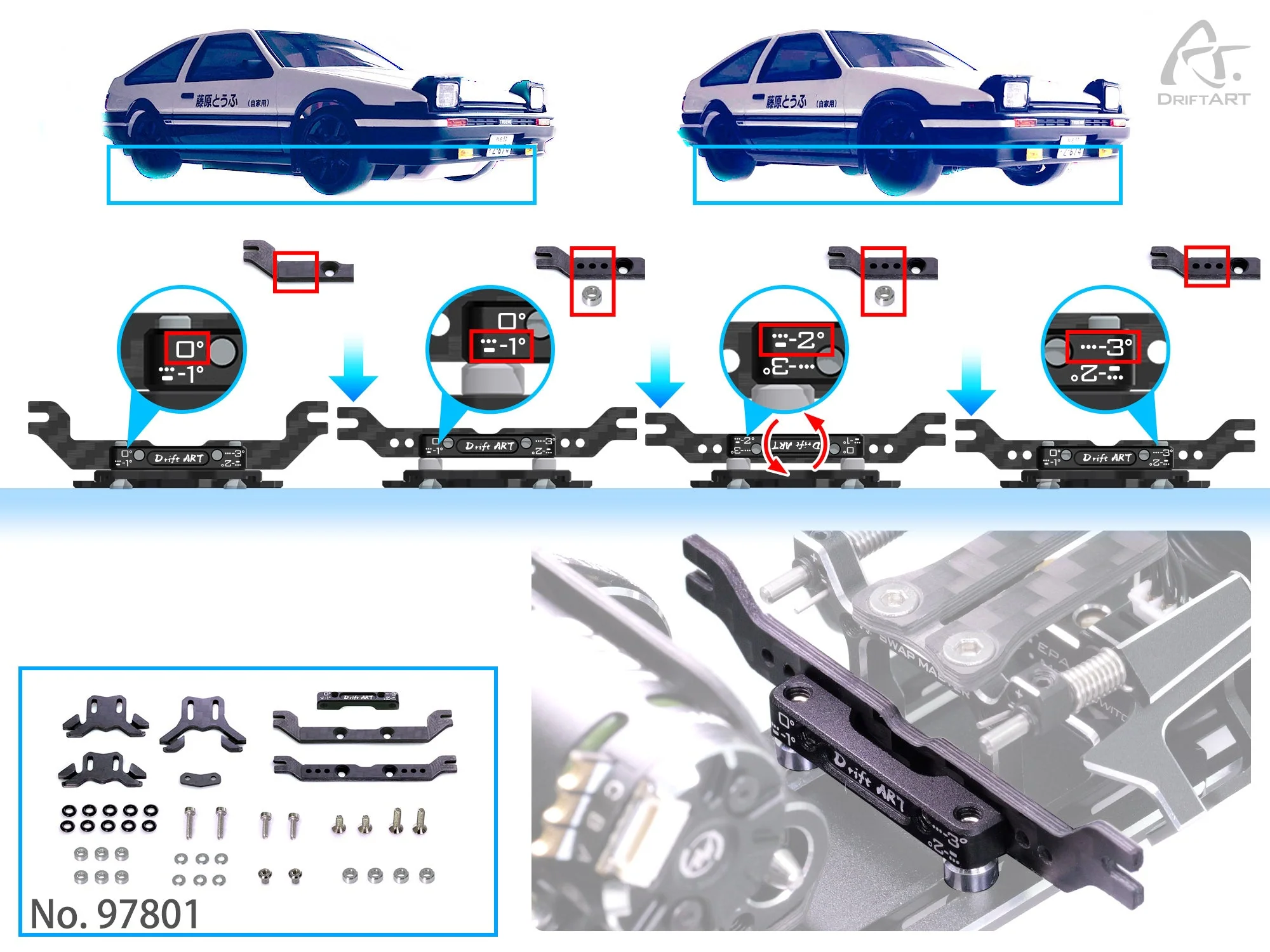 DriftART New 1/28 Universal Body Mount Set For DA4 - Image 4