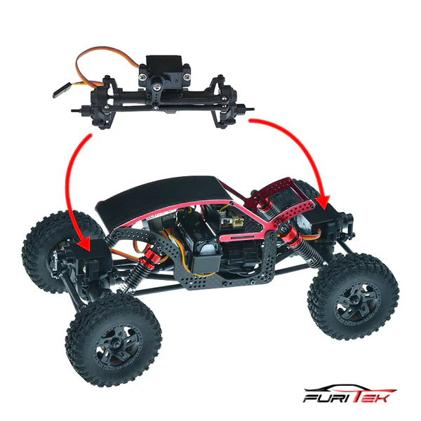 Furitek Complete Pre-Build Front Axle Set With Servo For Furitek FX118 - Image 4