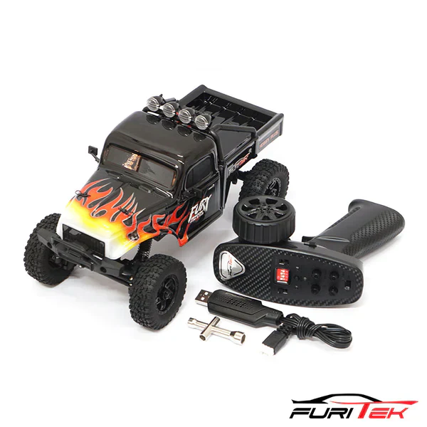 FURITEK FX118 FURY WAGON RTR BRUSHLESS 1/18 RC CRAWLER KIT (BLACK WITH FLAMES) - Image 3