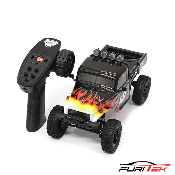 FURITEK FX118 FURY WAGON RTR BRUSHLESS 1/18 RC CRAWLER KIT (BLACK WITH FLAMES) - Image 4