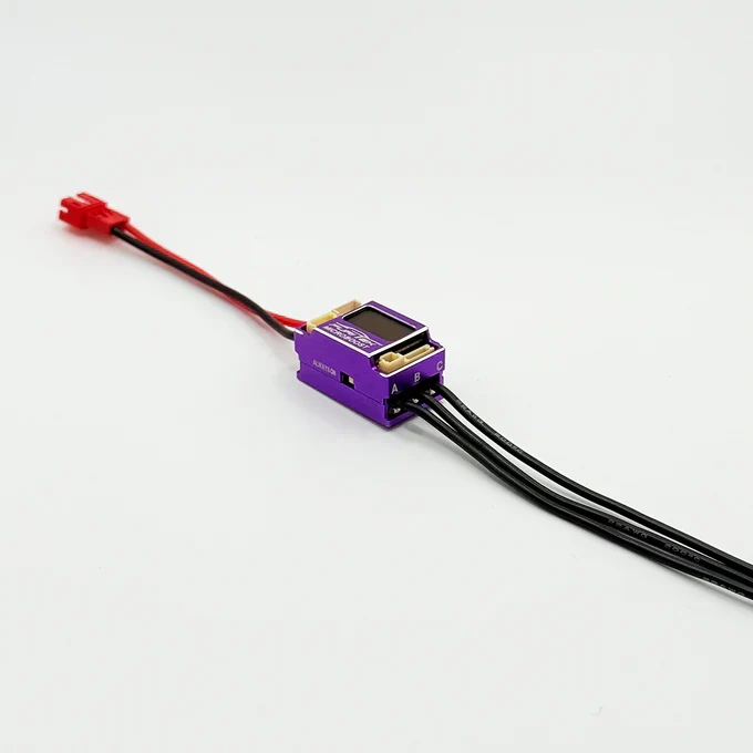 FURITEK MICROBOOST 2S LiPo 25A/50A Brushless ESC for 1/24 & 1/28 Drift/Race Cars - Sensored/Sensorless, Purple Color with LCD Display, Solderable and Wire Replaceable - Image 2