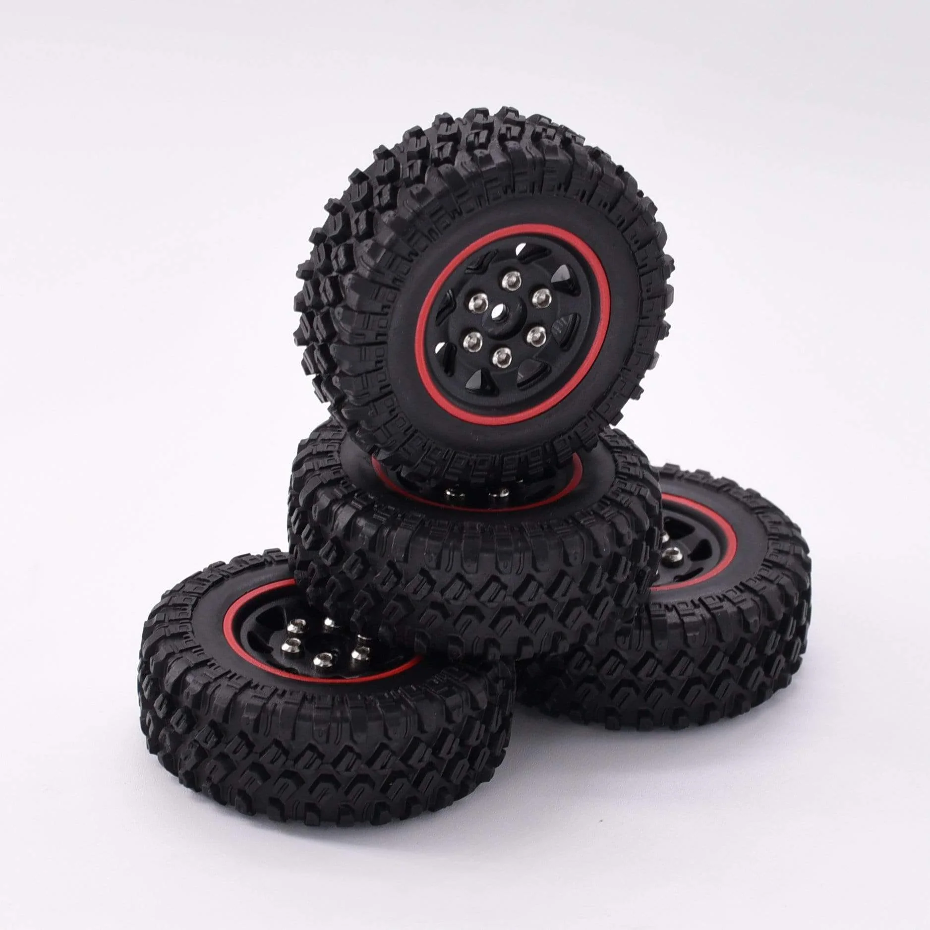 Hobby Details Axial SCX24 1.0'' Quality Mini Plastic Wheel&Tire Set 4pcs/set Dia 49mm, Width 18mm Red