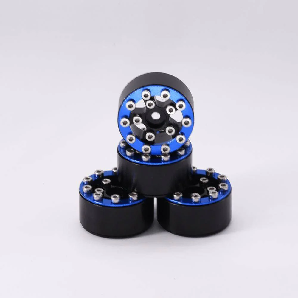 Hobby Details Axial SCX24 CNC Aluminum Screws-Style Beadlock Wheels 4pcs/set Dia 28mm, Height 14.5mm A:Blue