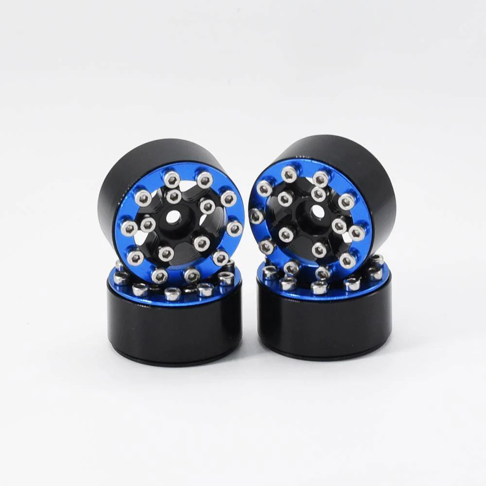 Hobby Details Axial SCX24 CNC Aluminum Screws-Style Beadlock Wheels 4pcs/set Dia 28mm, Height 14.5mm A:Blue - Image 2