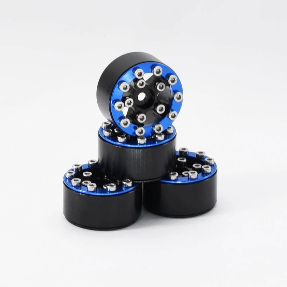 Hobby Details Axial SCX24 CNC Aluminum Screws-Style Beadlock Wheels 4pcs/set Dia 28mm, Height 14.5mm A:Blue - Image 3