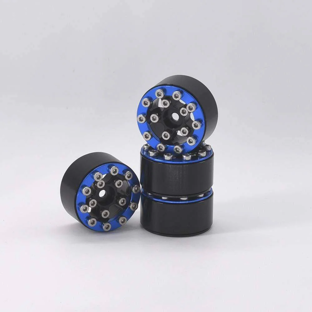 Hobby Details Axial SCX24 CNC Aluminum Screws-Style Beadlock Wheels 4pcs/set Dia 28mm, Height 14.5mm A:Blue - Image 4