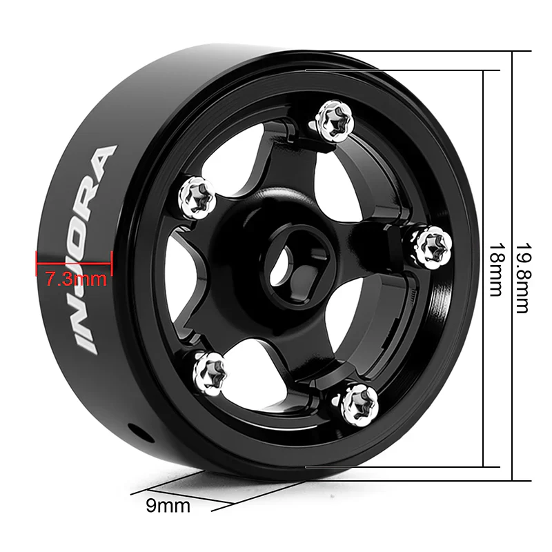 INJORA 0.7" 5-Spoke Aluminum Wheels for 1/30 SCX30 - Image 7