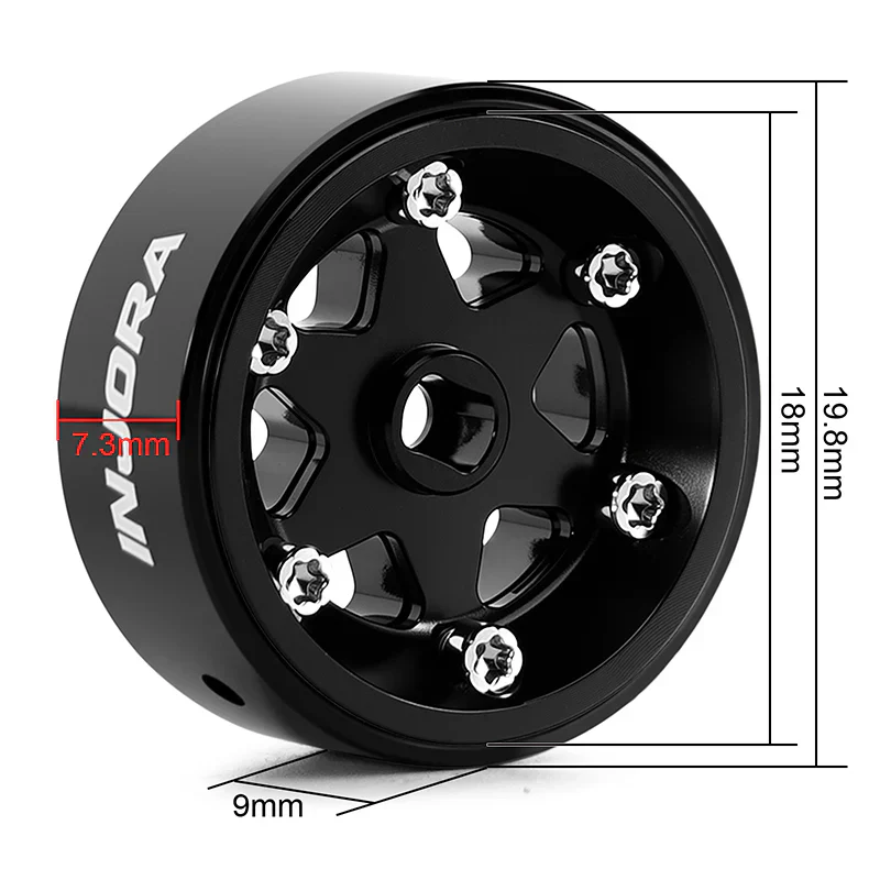 INJORA 0.7" 6-Spoke Aluminum Wheels for 1/30 SCX30 - Image 5