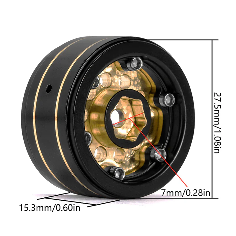 INJORA 1.0" 39g/Pcs Brass Beadlock Wheels Negative Offset 2.65mm For 1/24 1/18 RC Crawlers - Image 3
