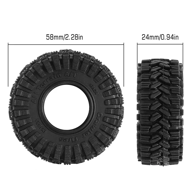 INJORA 1.0" 58*24mm S5 All Terrain Super Soft Sticky Tires for 1/18 1/24 RC Crawlers (4) - Image 4