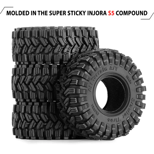 INJORA 1.0" 58*24mm S5 All Terrain Super Soft Sticky Tires for 1/18 1/24 RC Crawlers (4) - Image 5
