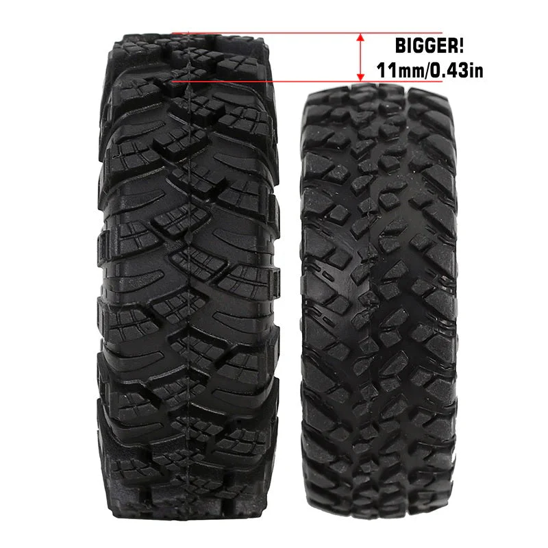 INJORA 1.0" 62*20.5mm S5 Soft Rubber Mud Terrain Tires For 1/24 RC Crawlers (4) (T1007) - Image 5