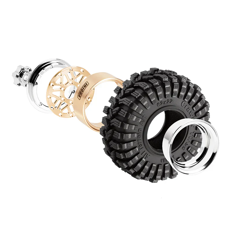 INJORA 1.0" 62*22mm Offset -4.4mm Beadlock Wheels Tires Set for 1/18 1/24 RC Crawlers - Image 2