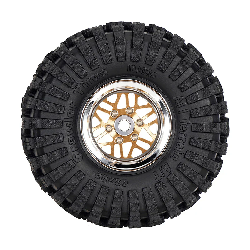 INJORA 1.0" 62*22mm Offset -4.4mm Beadlock Wheels Tires Set for 1/18 1/24 RC Crawlers - Image 6