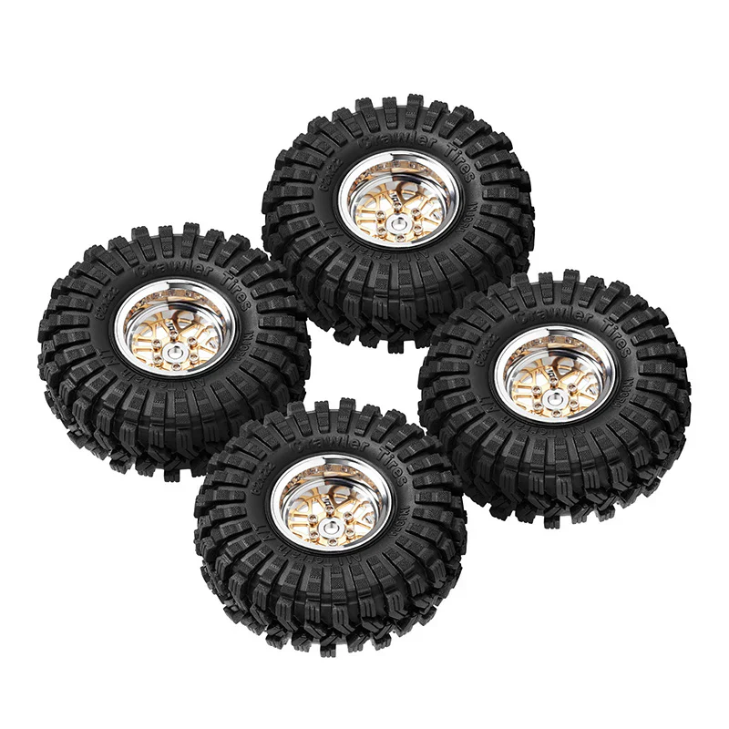 INJORA 1.0" 62*22mm Offset -4.4mm Beadlock Wheels Tires Set for 1/18 1/24 RC Crawlers - Image 7