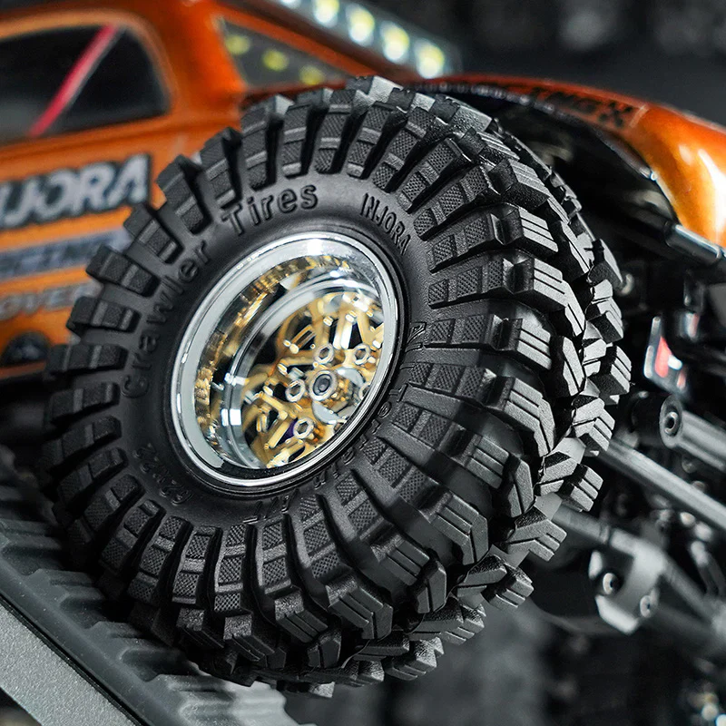INJORA 1.0" 62*22mm Offset -4.4mm Beadlock Wheels Tires Set for 1/18 1/24 RC Crawlers - Image 9