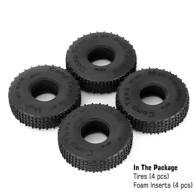 INJORA 1.0" 65*19mm Comp Pin Multi Terrains Tires for 1/24 RC Crawler Rock Buggy (4) - Image 4