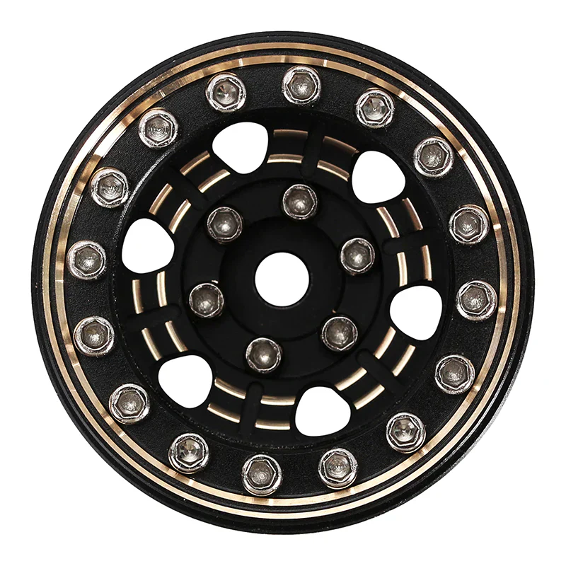 INJORA 1.0" Black Brass Beadlock Wheel Rims Deep Dish Negative Offset 3.15mm For 1/24 RC Crawlers (4) - Image 4