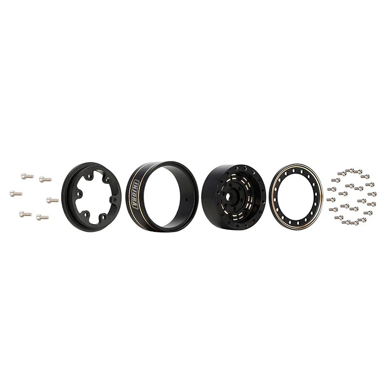 INJORA 1.0" Black Brass Beadlock Wheel Rims Deep Dish Negative Offset 3.15mm For 1/24 RC Crawlers (4) - Image 5
