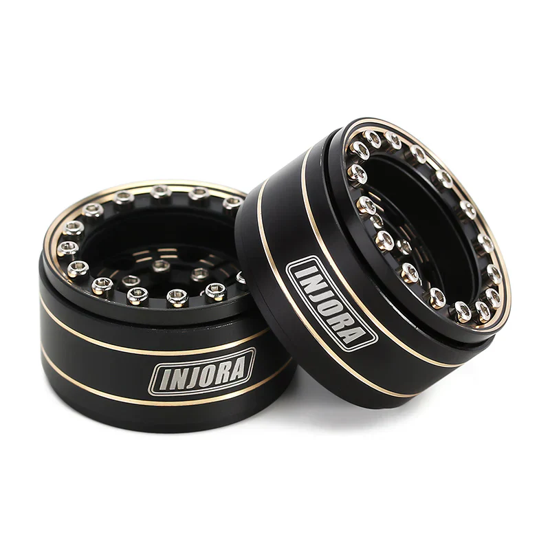 INJORA 1.0" Black Brass Beadlock Wheel Rims Deep Dish Negative Offset 3.15mm For 1/24 RC Crawlers (4) - Image 7
