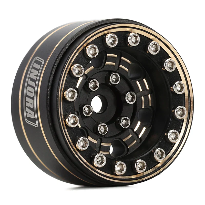 INJORA 1.0" Black Brass Beadlock Wheel Rims Deep Dish Negative Offset 3.15mm For 1/24 RC Crawlers (4) - Image 9