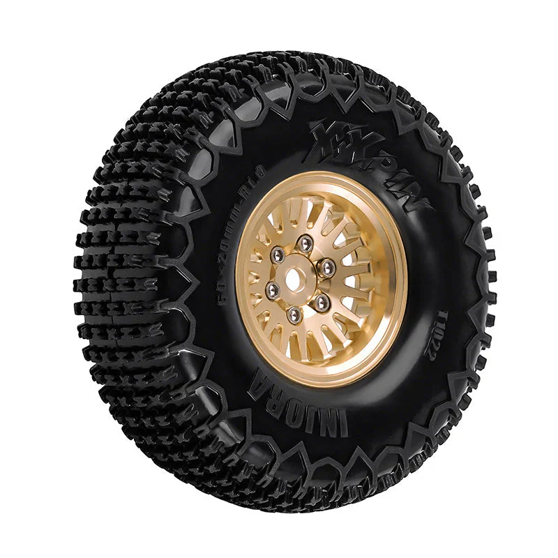 INJORA 1.0 XHX Pin Tires with 1.0 Plus Brass Beadlock Wheels Combo for 1/18 1/24 RC Crawlers - Image 3