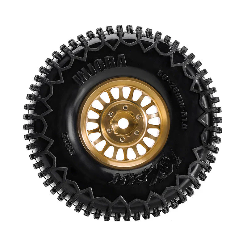 INJORA 1.0 XHX Pin Tires with 1.0 Plus Brass Beadlock Wheels Combo for 1/18 1/24 RC Crawlers - Image 4