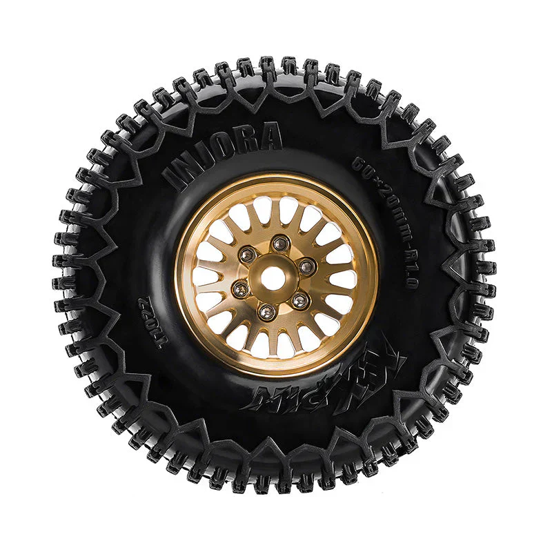 INJORA 1.0 XHX Pin Tires with 1.0 Plus Brass Beadlock Wheels Combo for 1/18 1/24 RC Crawlers - Image 5