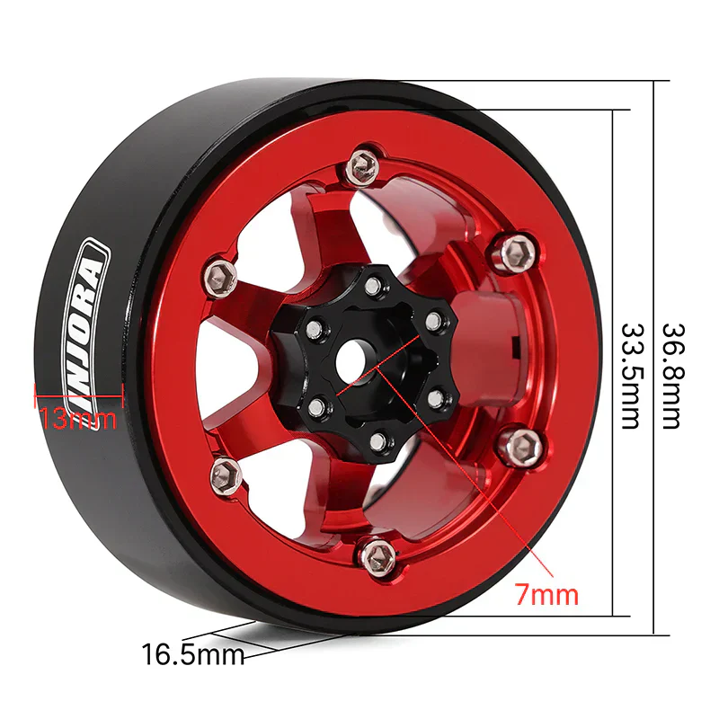 INJORA 1.3" -5.25mm Offset Aluminium Beadlock Wheels for 1/24 1/18 RC Crawler (W1313) - Image 17