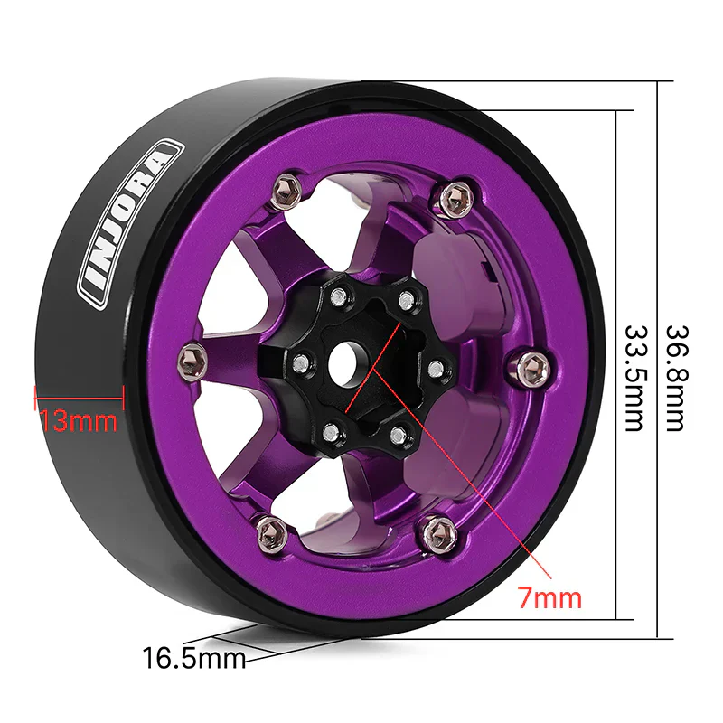 INJORA 1.3" -5.25mm Offset Aluminium Beadlock Wheels for 1/24 1/18 RC Crawler (W1313) - Image 25