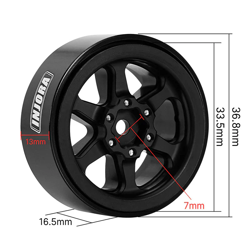 INJORA 1.3" Aluminum Beadlock Wheels offset -4.05mm for 1/24 1/18 RC Crawlers - Image 6