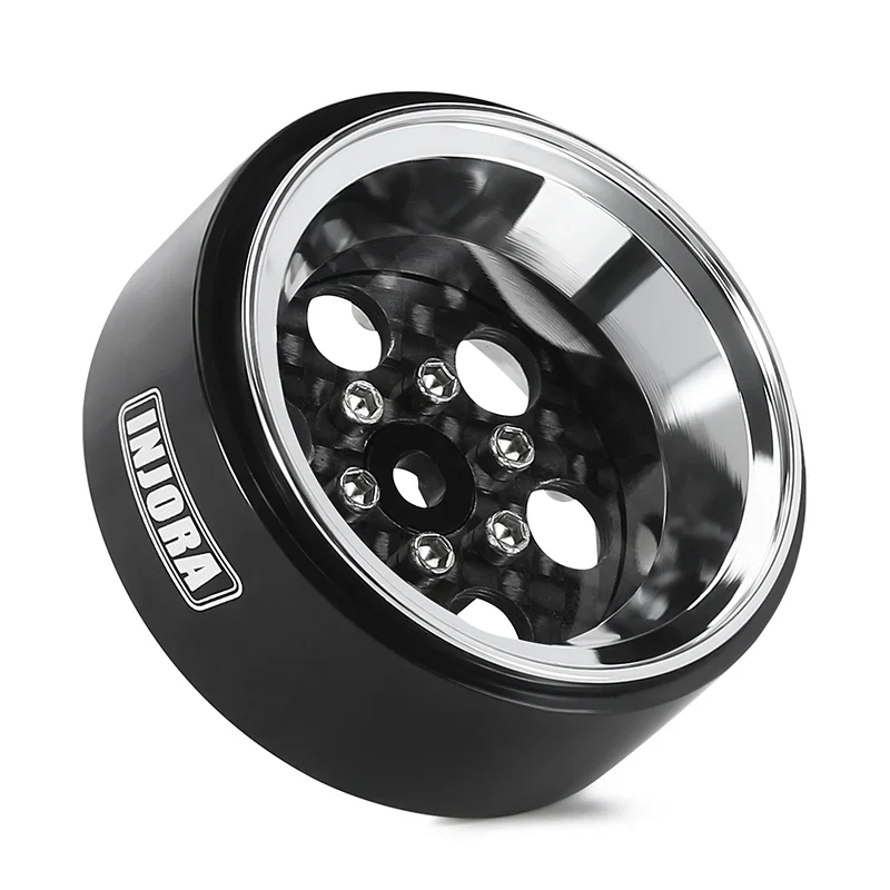 INJORA 1.3" ModuWheel Silver Beadlock Wheels Negative Offset For 1/18 1/24 RC Crawlers - 6 HOLE SILVER WHEELS - Image 2