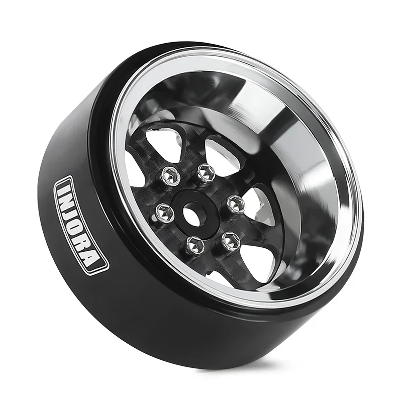 INJORA 1.3" ModuWheel Silver Beadlock Wheels Negative Offset For 1/18 1/24 RC Crawlers - 8 SPOKE SILVER WHEELS - Image 2