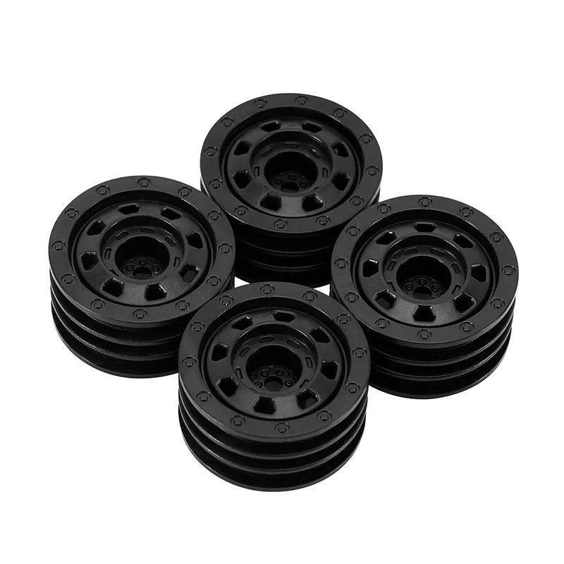 INJORA 1.3" Non-beadlock Wheels for 1/24 1/18 RC Crawlers - Black - Image 2