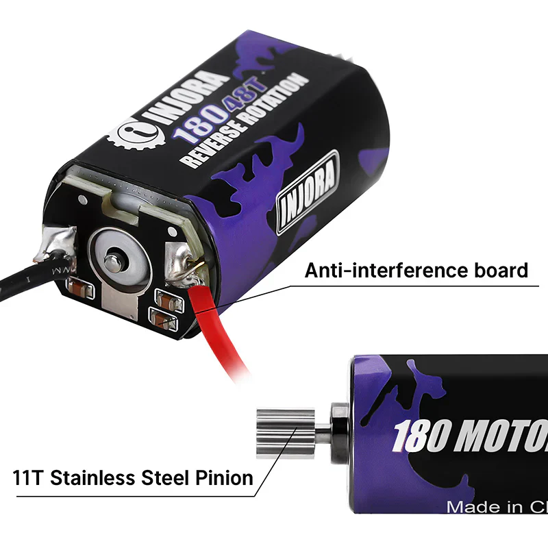 INJORA 180 Brushed 48T Motor with Steel Pinion for 1/18 HPI Venture 18 - Image 4