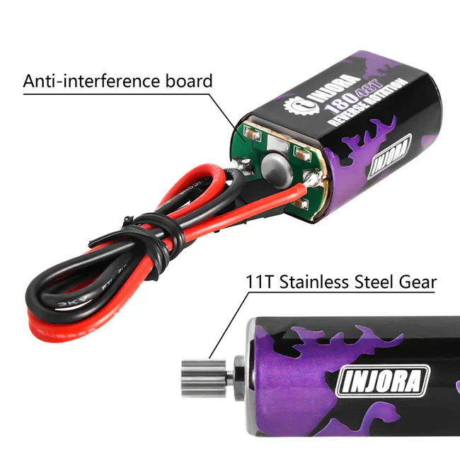 INJORA 180 PRO Brushed 48T Purple Motor with Steel Pinion for 1/18 TRX4M (INM11) - Image 4
